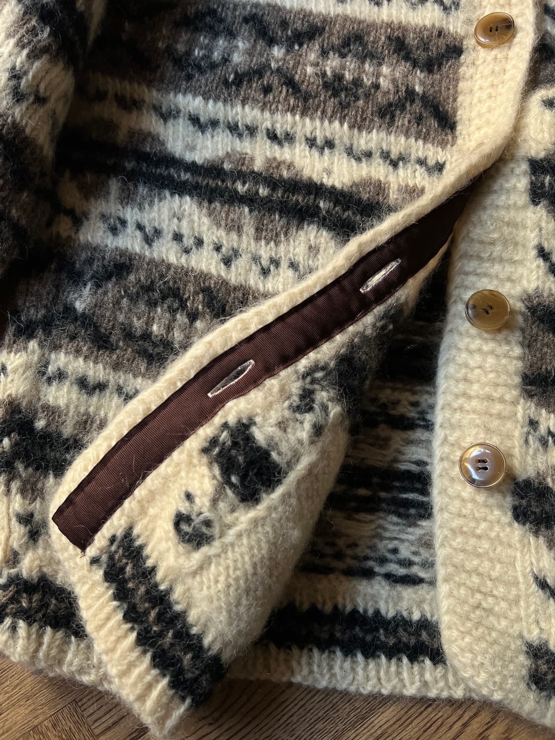 [L]90's USA 빈티지 페어아일 헤비 울 코위찬 니트 상품이미지7