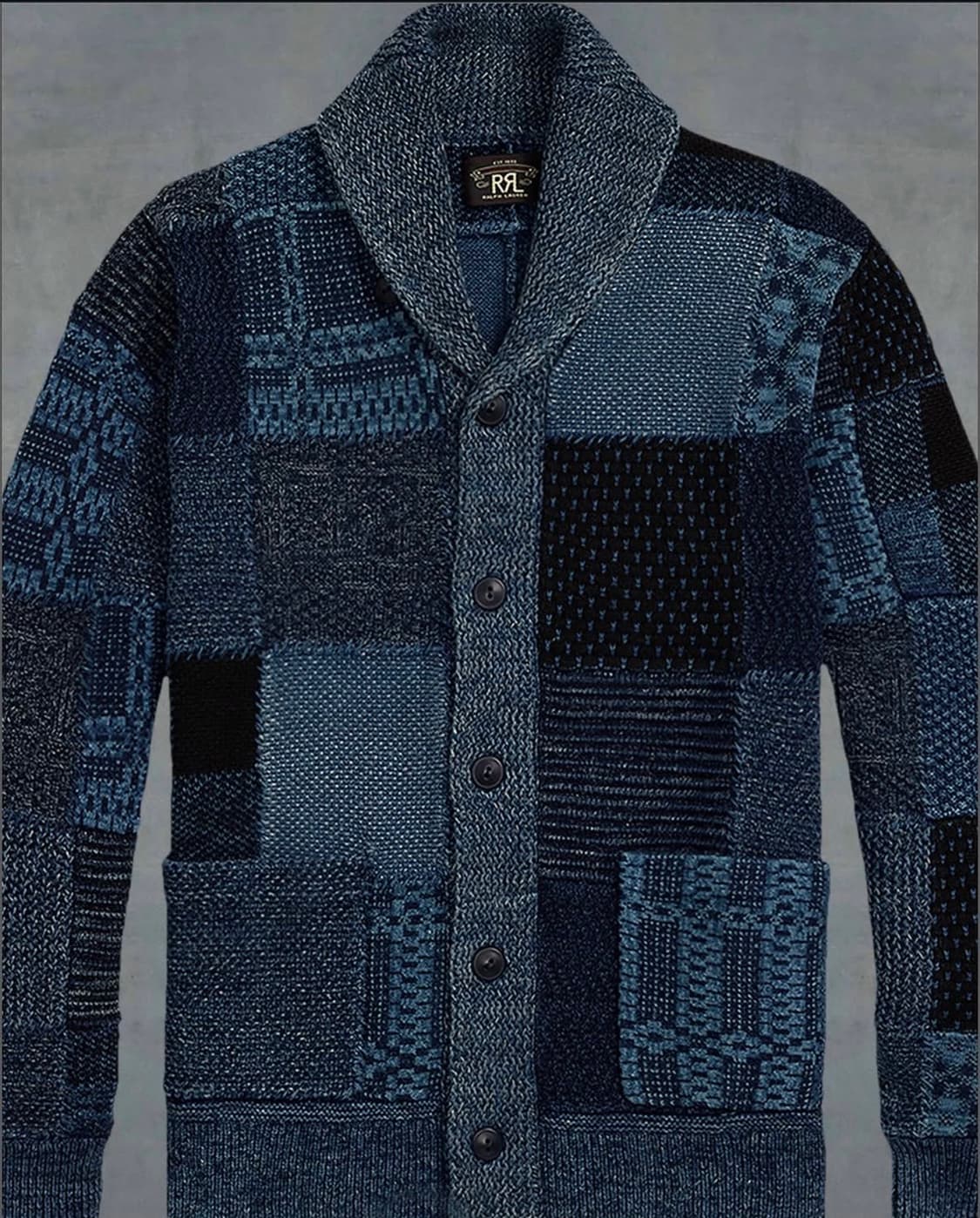 Rrl 인디고 패치워크 숄카라 가디건 상품이미지1
