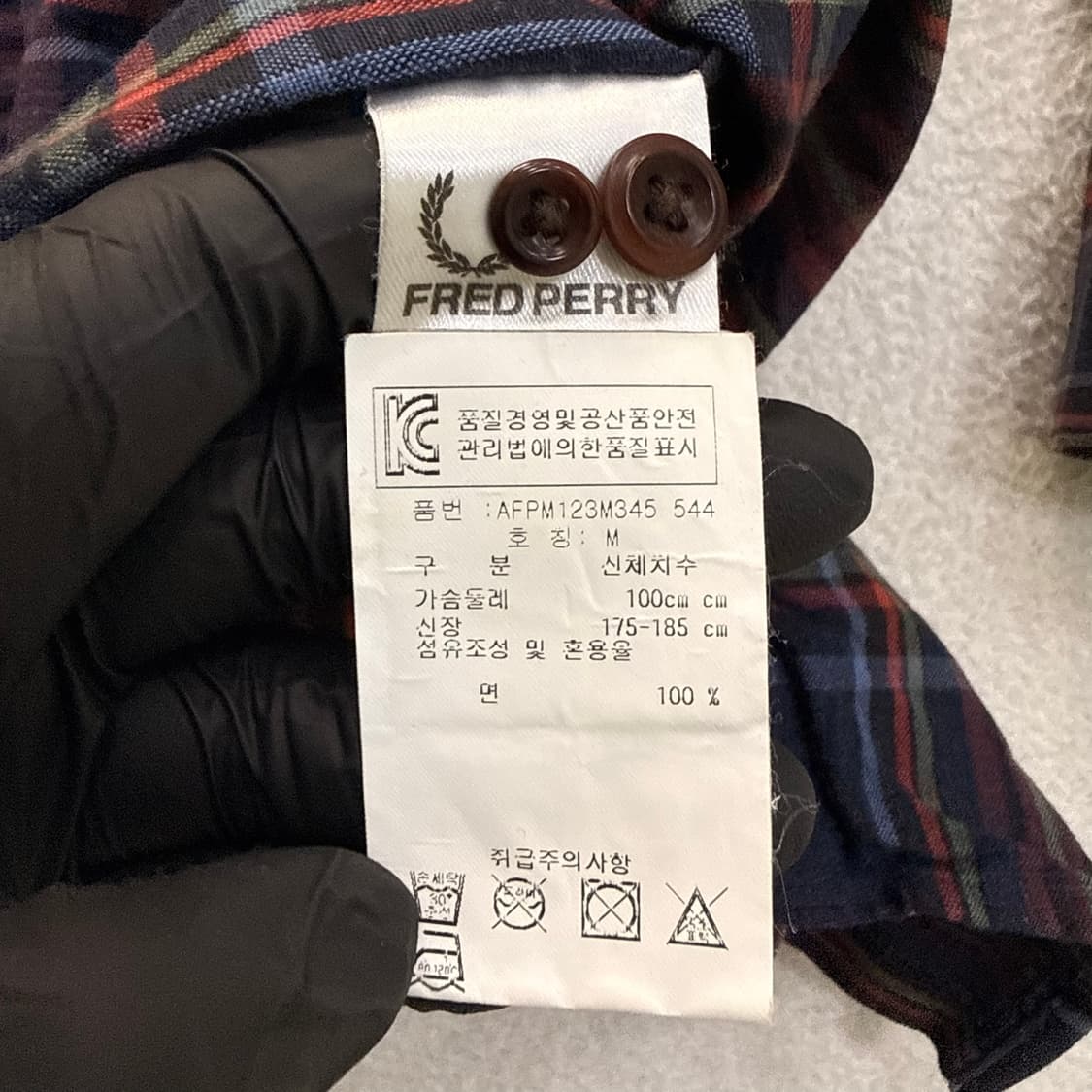 M 프레드페리 체크 긴팔 셔츠 0608T2 상품이미지4