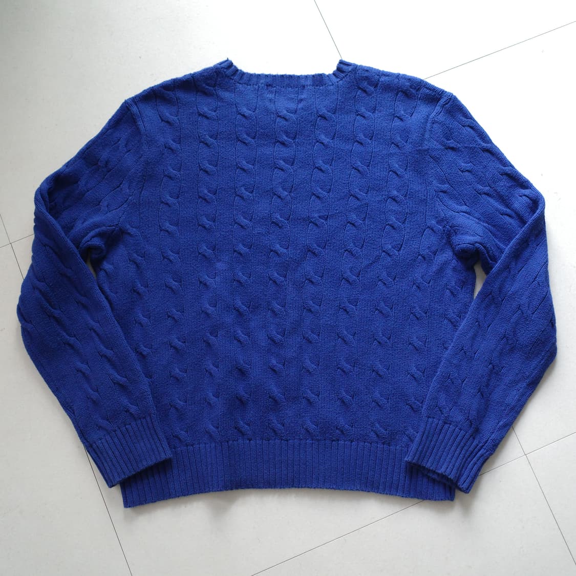 90s 폴로 랄프로렌 케이블 니트 블루 XL 상품이미지7