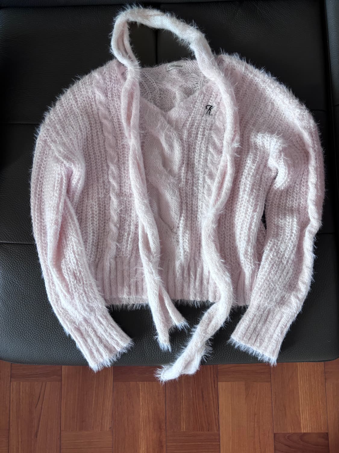 클리시어 Softy cable knit & muffler, Pink 상품이미지2