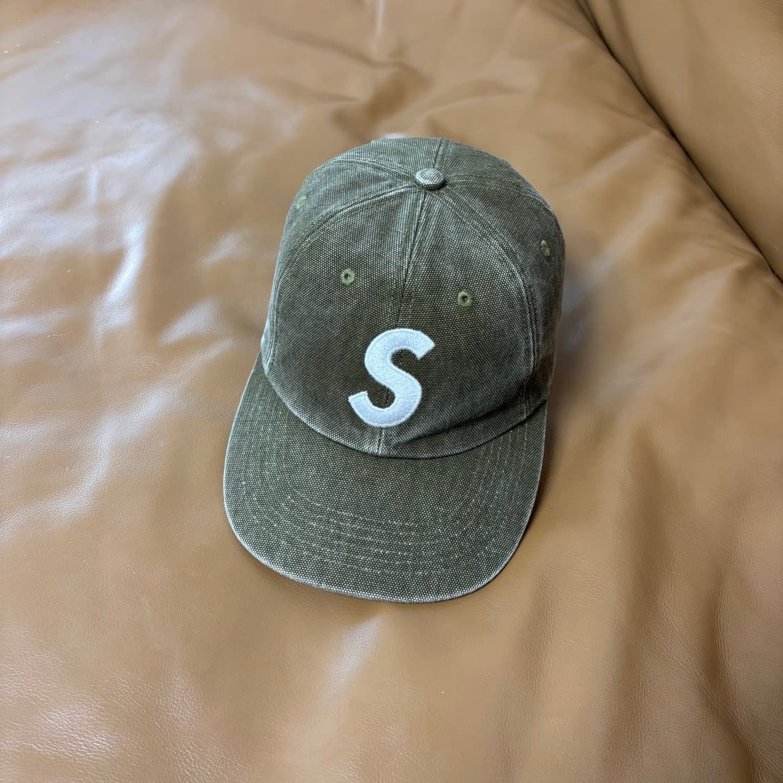 슈프림 S로고 6패널 볼캡 모자 워시드 올리브 카키 상품이미지1