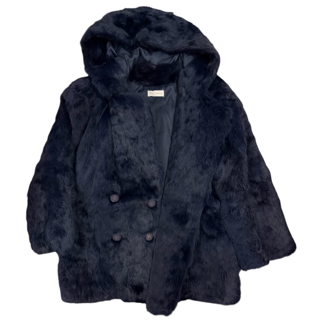 vintage Velvet Rabbit Fur Hoodie Coat 상품이미지2