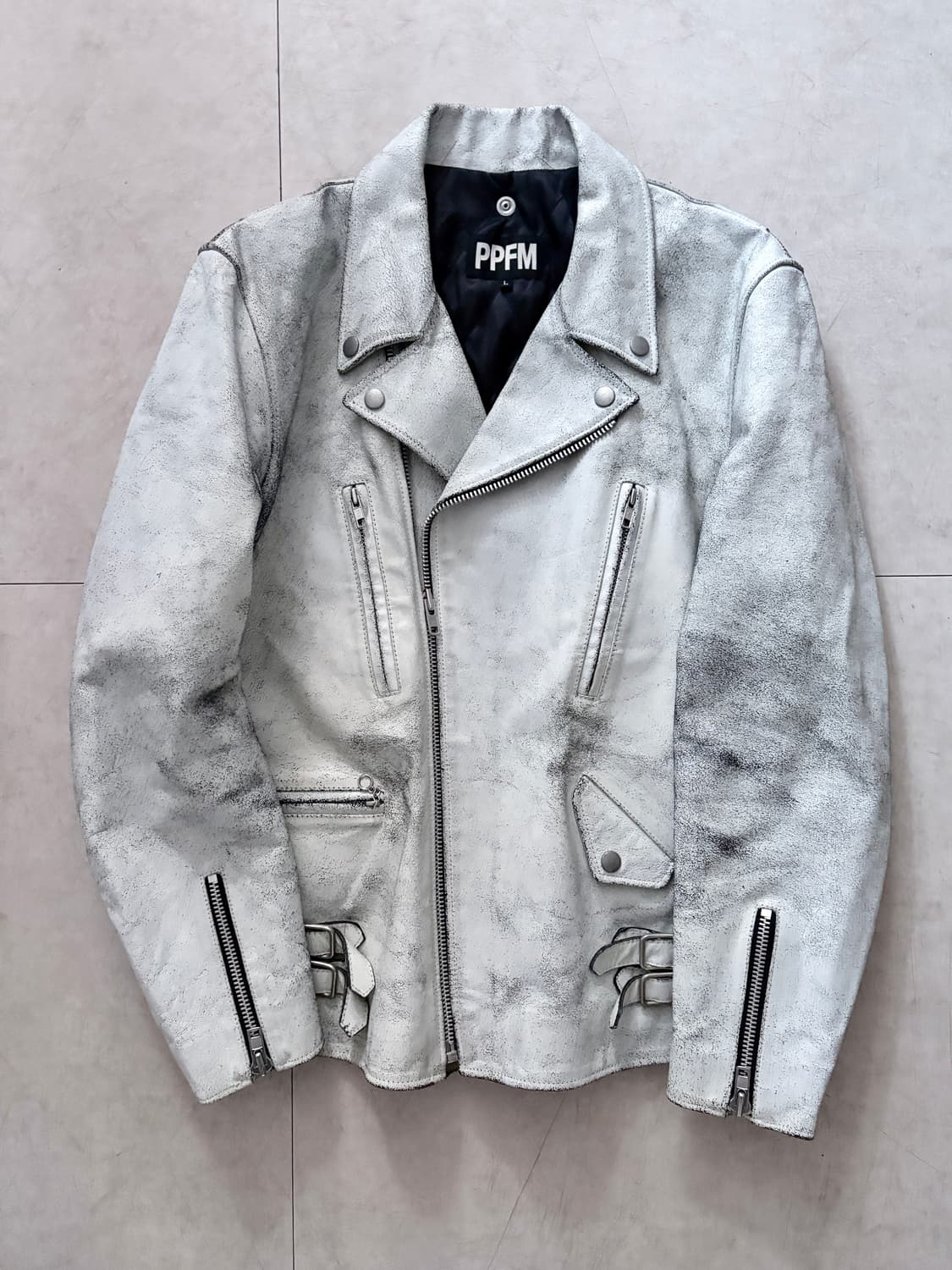 Y2K PPFM Distressed Leather Rider Jacket 상품이미지3