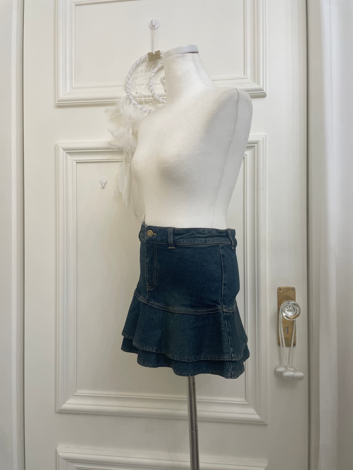 denim ruffle layered mini skirt 상품이미지2