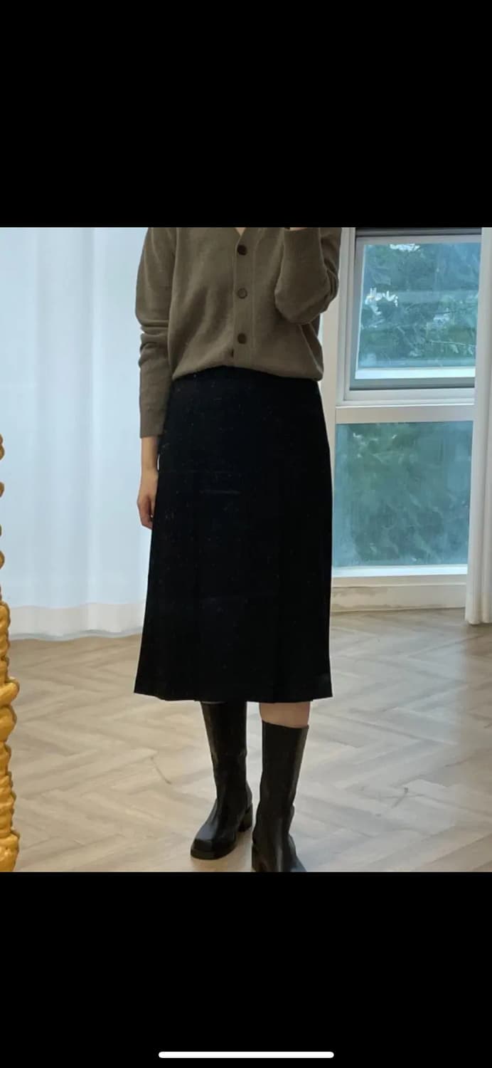 뷰와이 맞주름 플리츠 스커트 블랙 M 상품이미지4