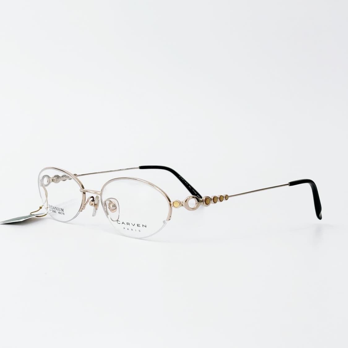 키지클럽 CARVEN 옐로우 링 스톤 반무테 데드스탁 빈티지안경 상품이미지1