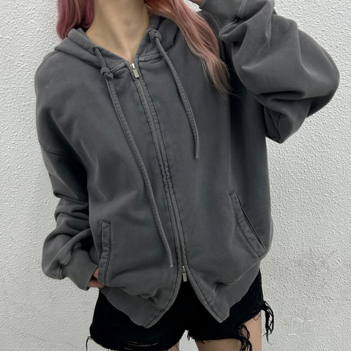 마뗑킴 차콜 후드집업 상품이미지1