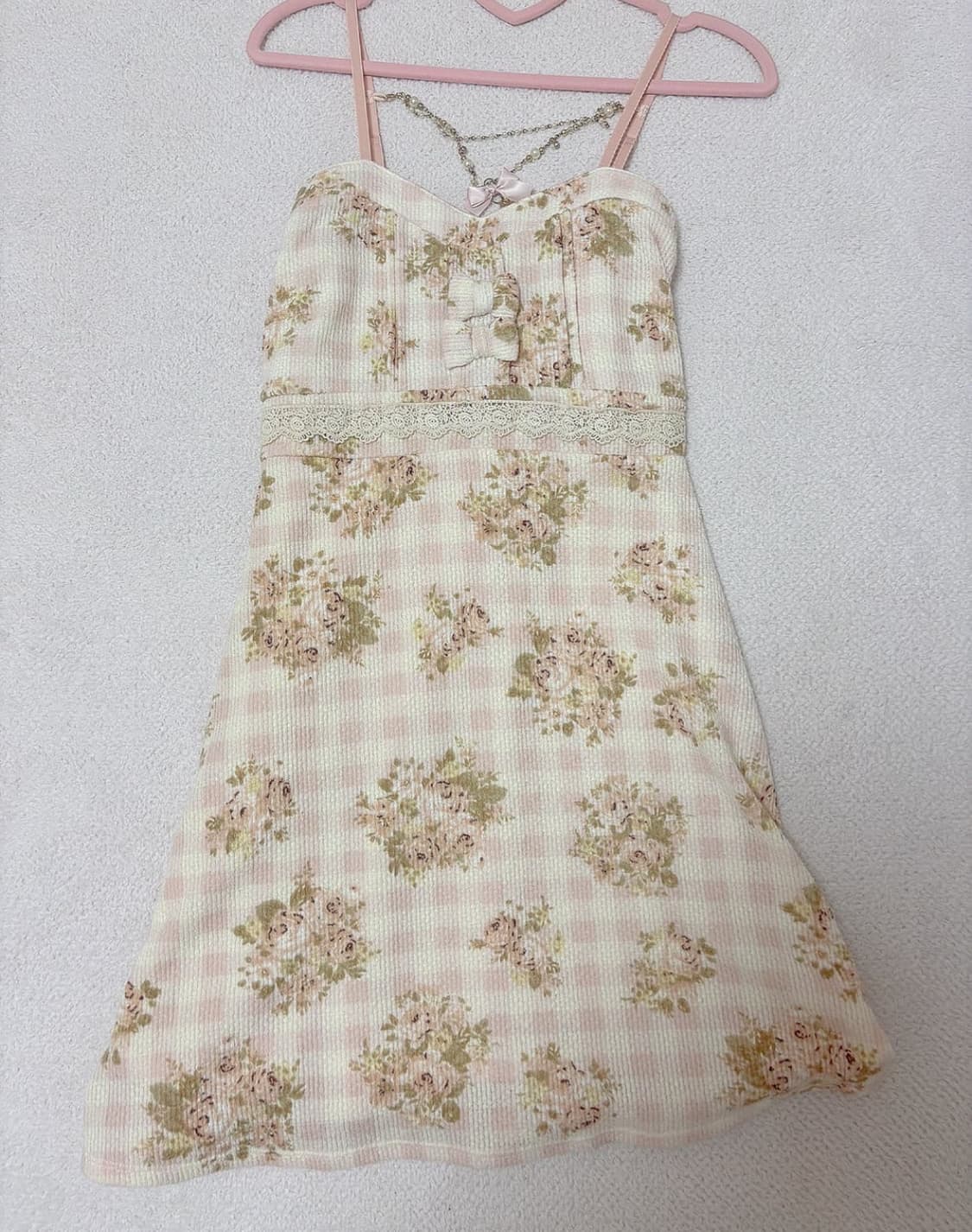 리즈리사 체크 핑크 원피스 리즈멜로 히메갸루 라떼갸루 상품이미지1