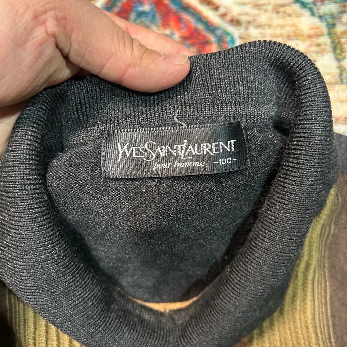 [M] 입생로랑 뿌르 옴므 스트라이프 패턴 카라 니트 상품이미지3