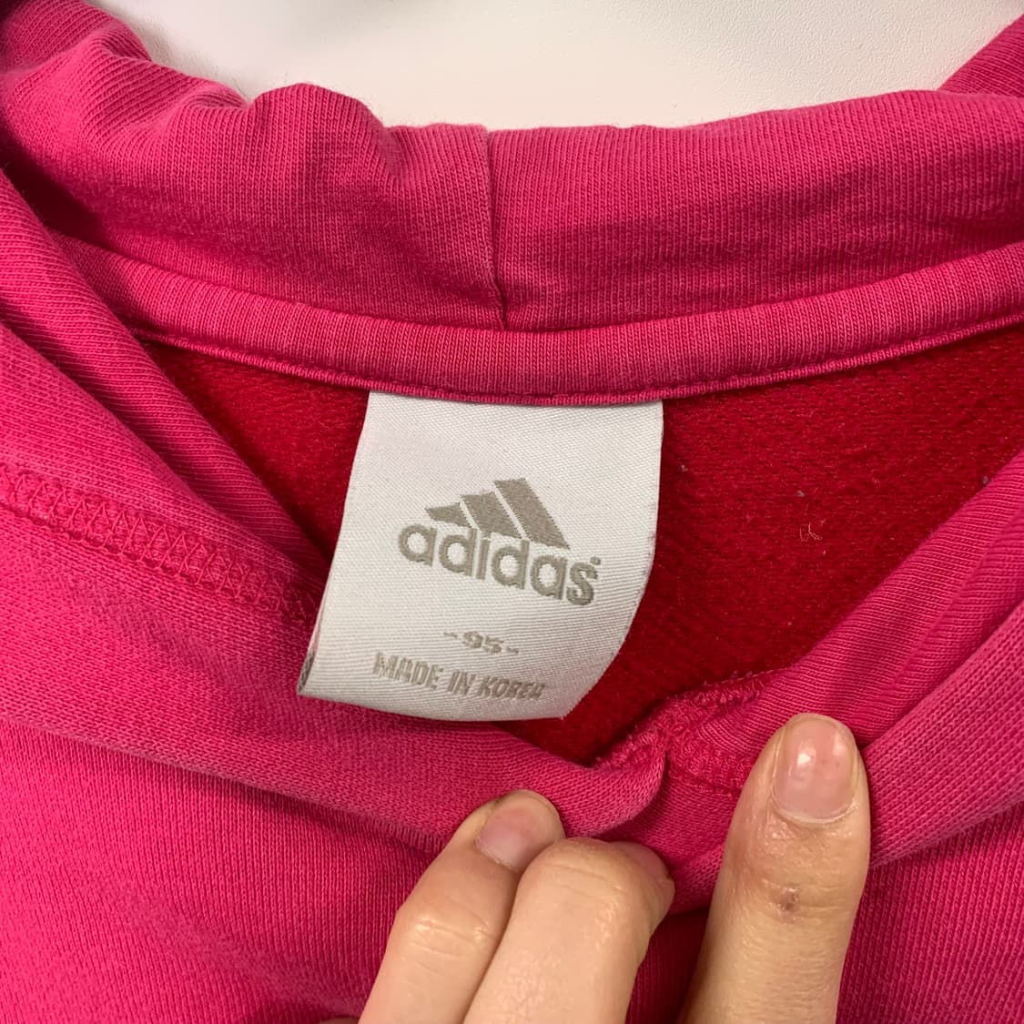 아디다스 빅로고 사이드라인 핑크 후드티 상품이미지7