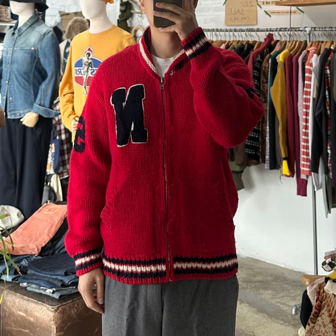 (착용컷) merry garden 헤비울 니트 집업 (남성용 105) 상품이미지3