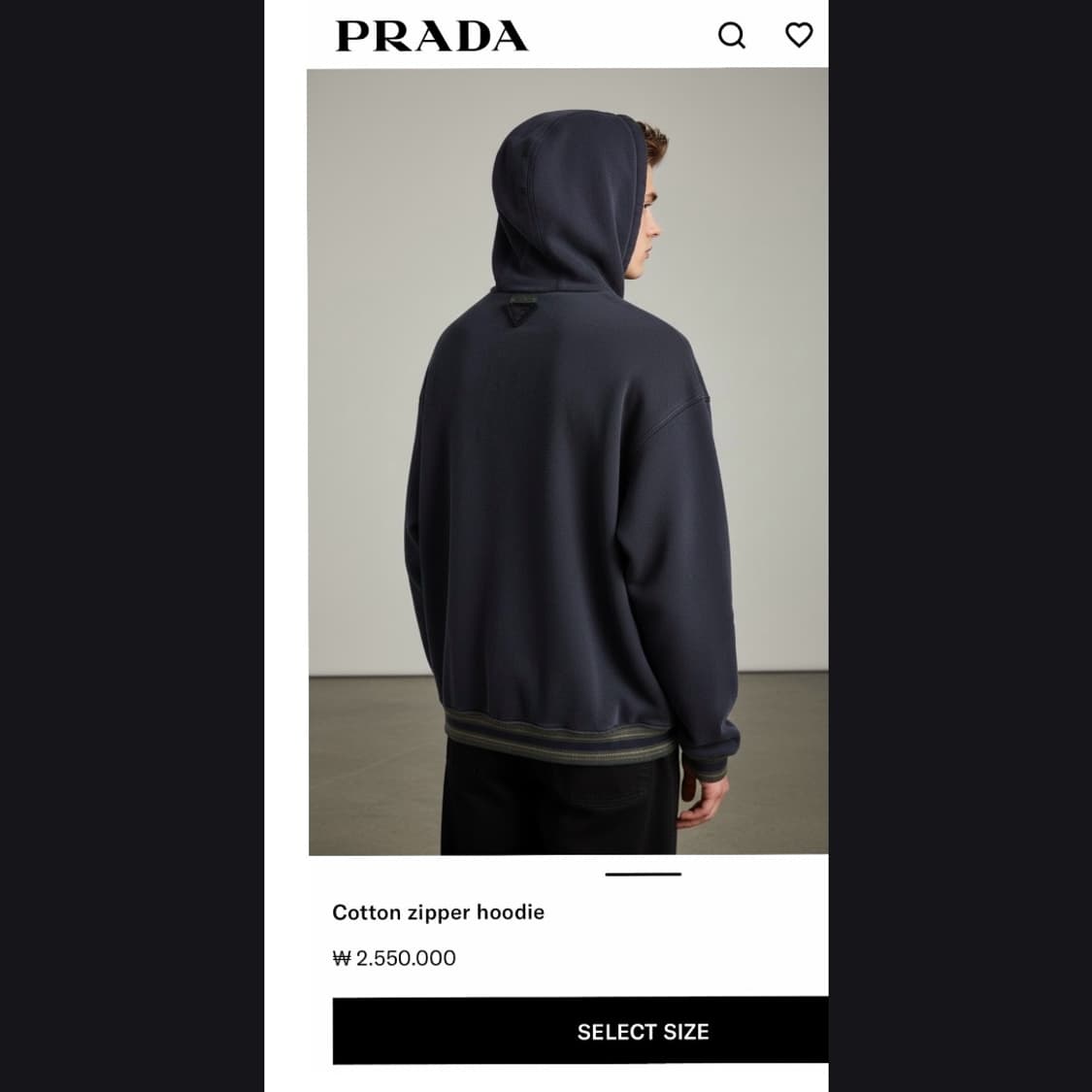 S/ 프라다 백로고 코튼 후디 집업 상품이미지2