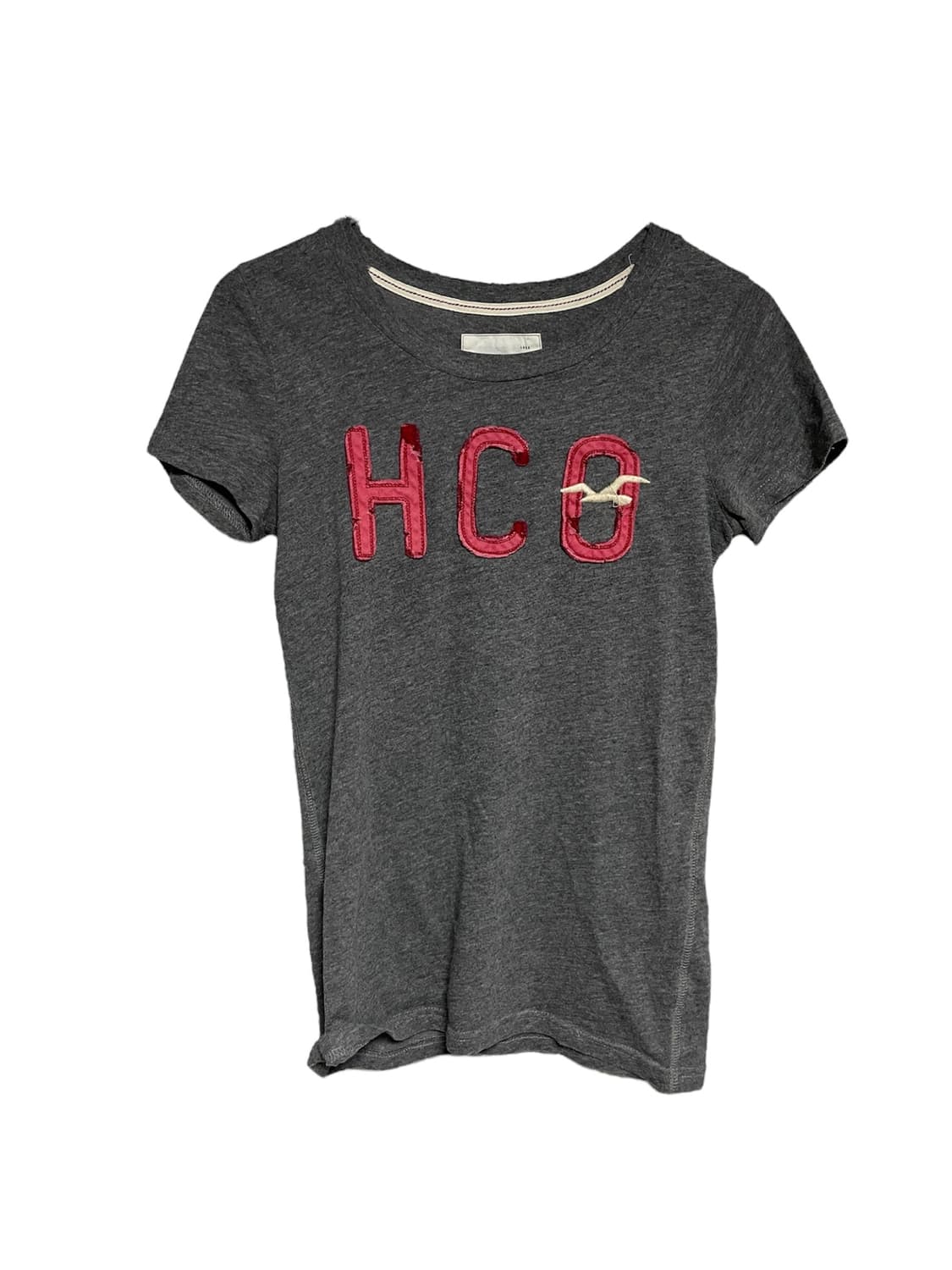 홀리스터 빅로고 딱붙 반팔 티셔츠 오네갸루 00s 그레이핑크 핀터레스트 상품이미지5