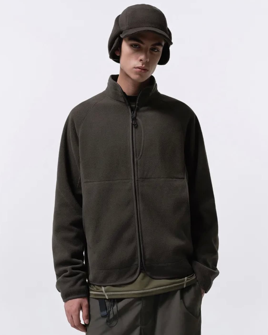 무신사 스탠다드/ 시티 레저 스트럭처 플리스 하이넥 재킷 머드그레이/ L 상품이미지1