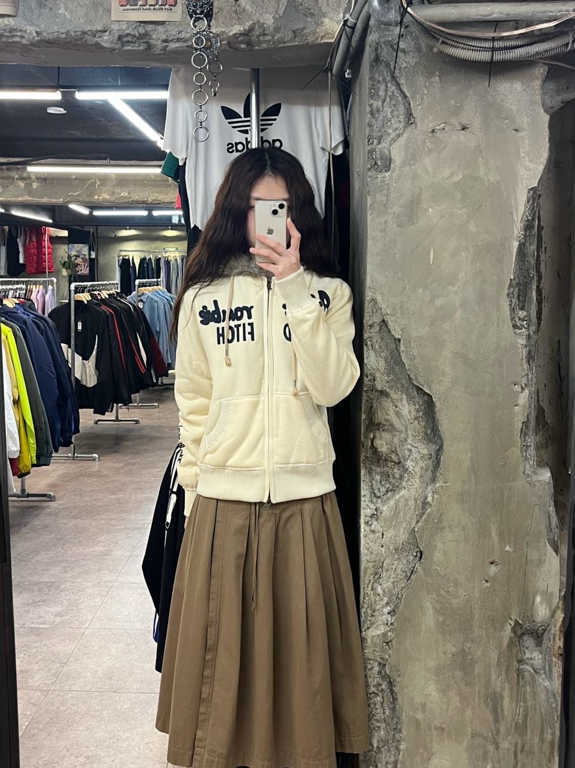 아베크롬비 투웨이 퍼 후드집업 아이보리 M #csz2459 상품이미지2