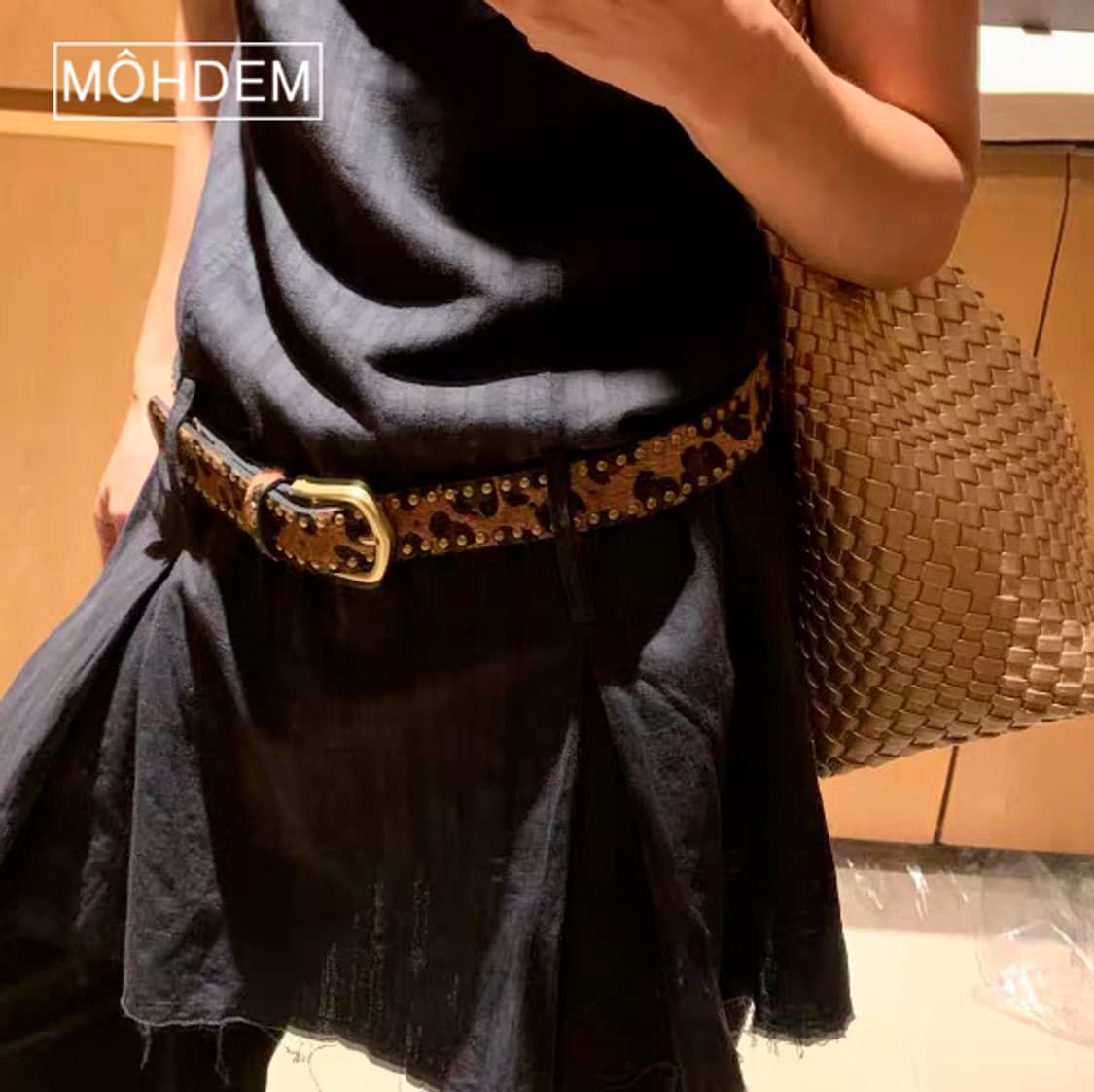 [Unisex] 스터드 호피 송치털 레오파드 벨트 상품이미지2
