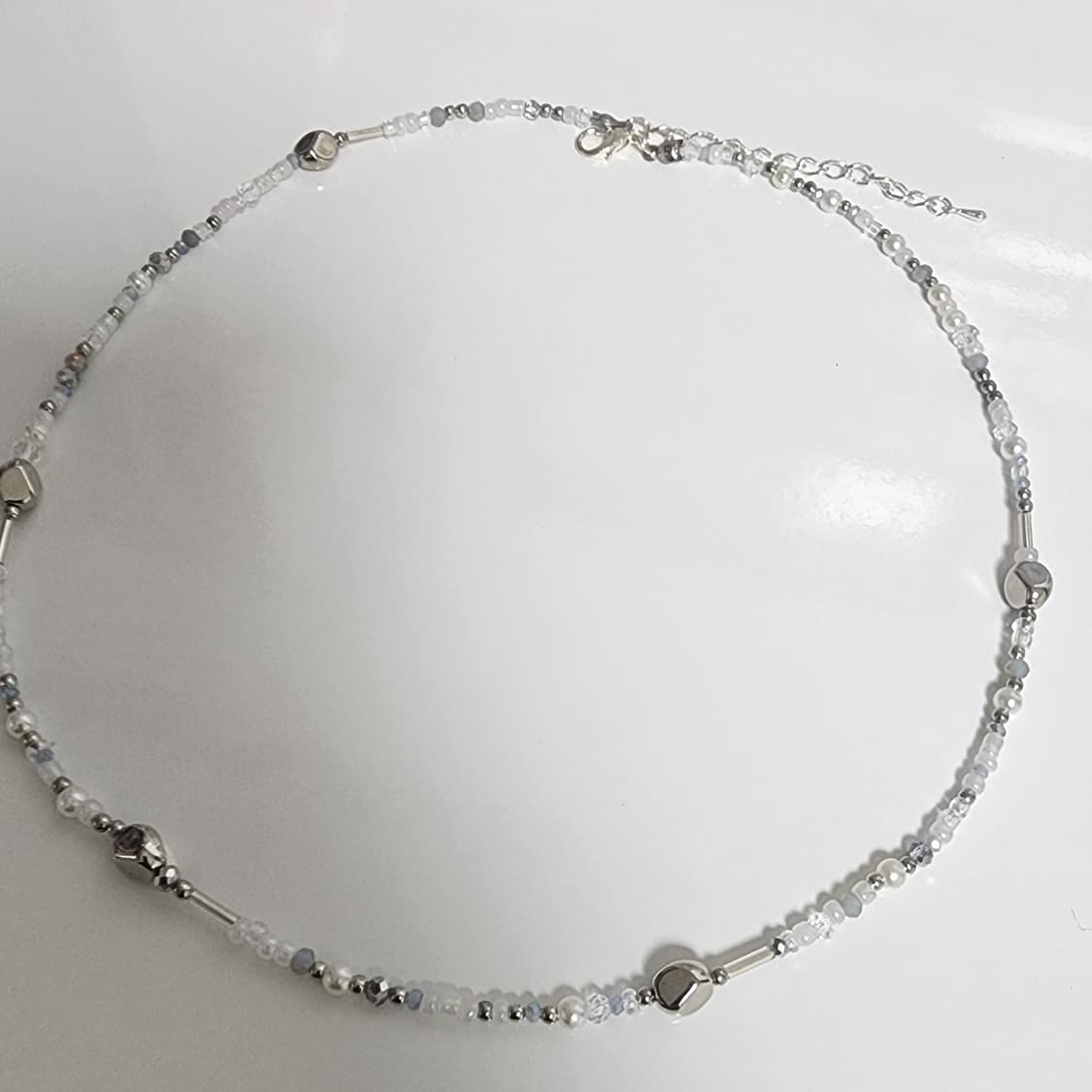 하늘 실버 비즈 목걸이 상품이미지2