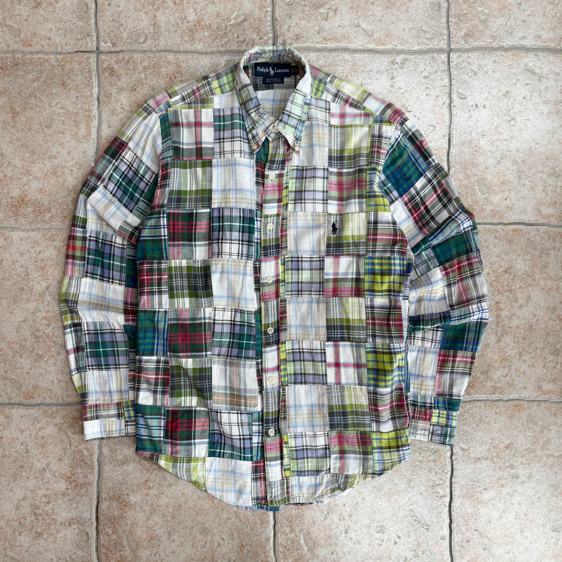[M] Polo patchwork pattern shirt 상품이미지1