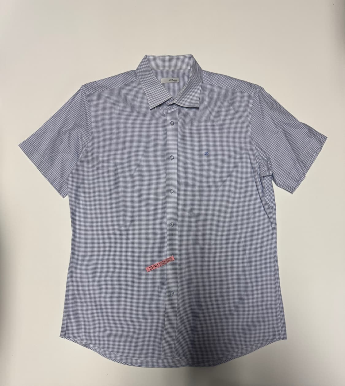 정품 S.T 듀퐁 체크 반팔 셔츠 L 블루 상품이미지1