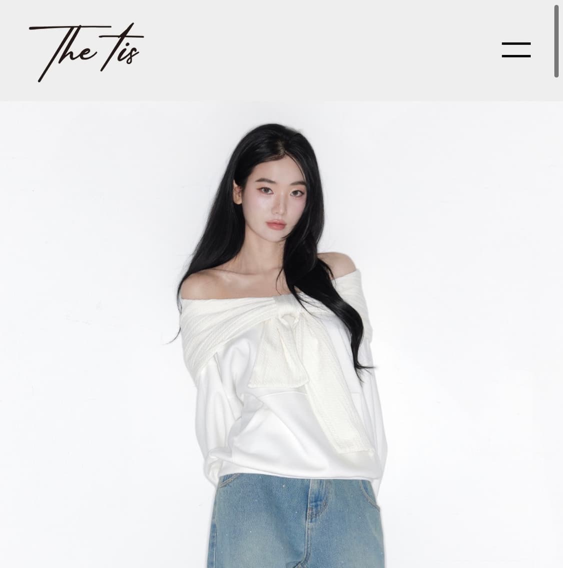 더티스 투웨이 리본 후드 후디 오프숄더 아이보리 현물 새상품 상품이미지1