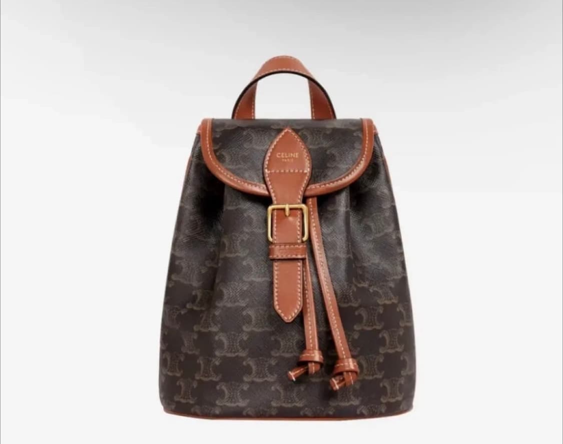 셀린느 트리옹프 캔버스 & 카프스킨 미니 백팩 폴코 탄 상품이미지1