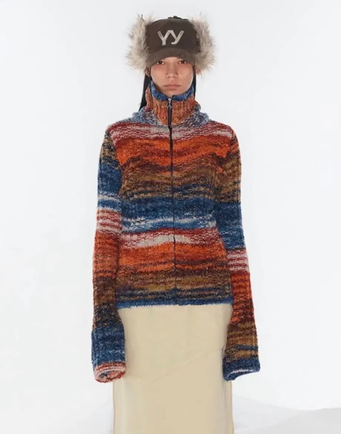 오픈와이와이 멀티컬러 니트집업 상품이미지1