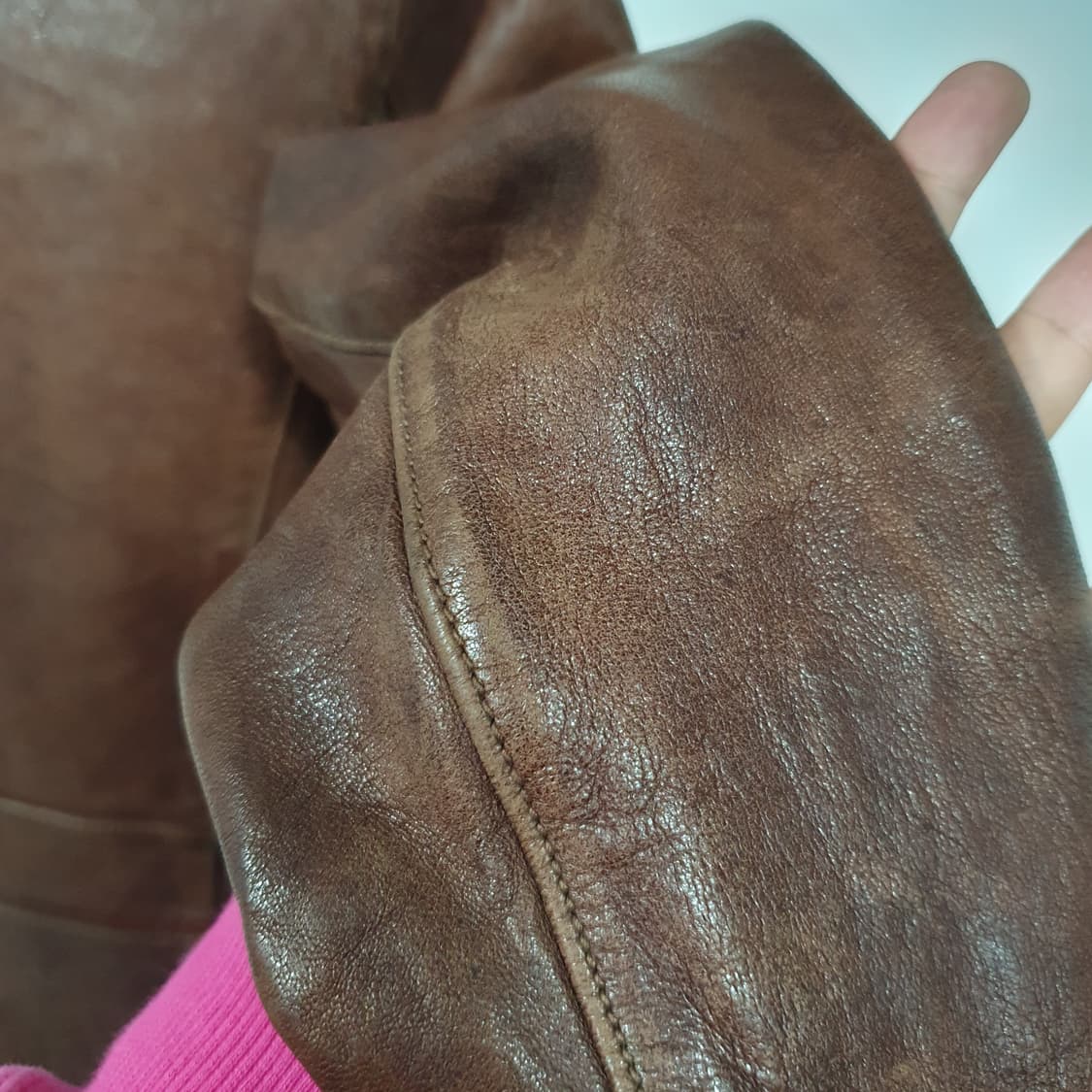 빈티지 그런지 양가죽 램스킨 딥브라운 하이넥 라이더 자켓 갸루 펑크 상품이미지8