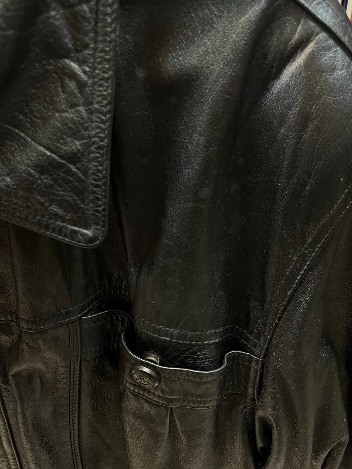 빈티지 오스카나 버튼 레더 자켓 블랙 100 #csz2143 상품이미지6