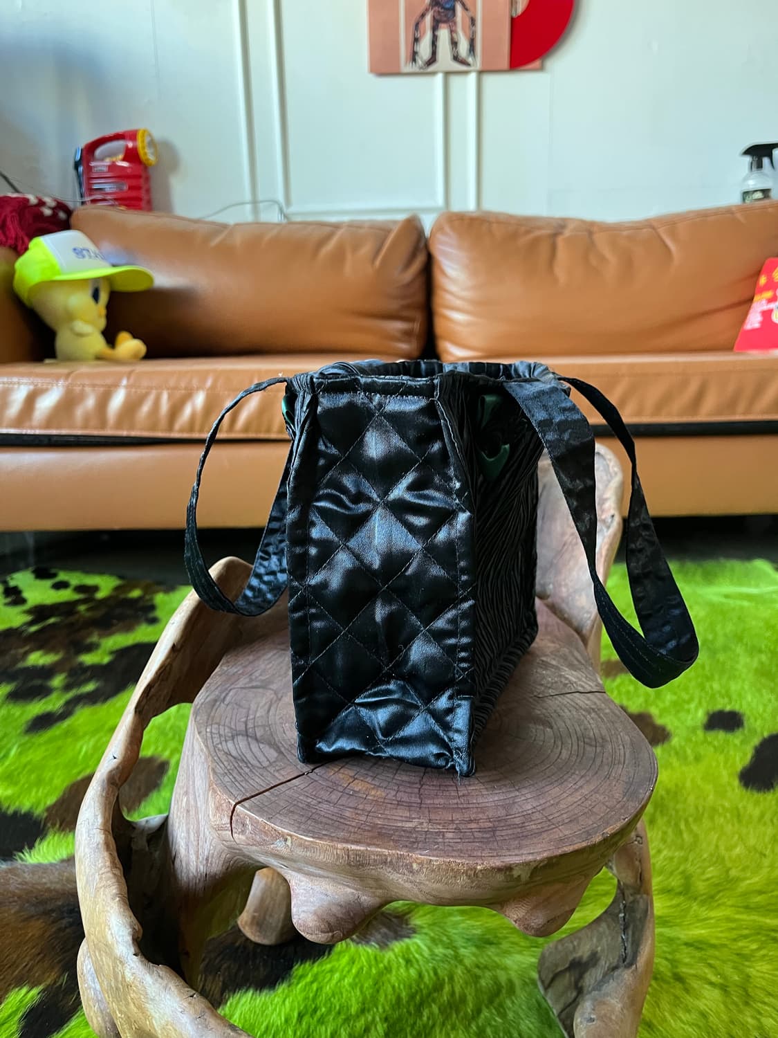 JPN Vintage 3D Black Rose Satin Tote Bag 상품이미지5