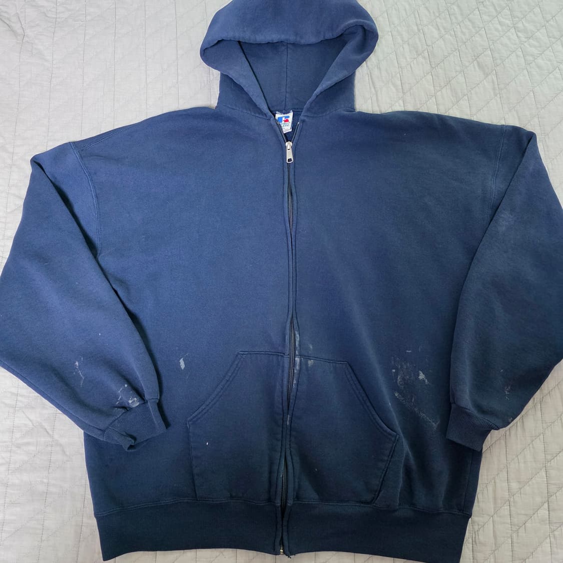 [XXL] 90s USA 빈티지 러셀 애슬레틱 후드집업 네이비 트래쉬드 상품이미지1