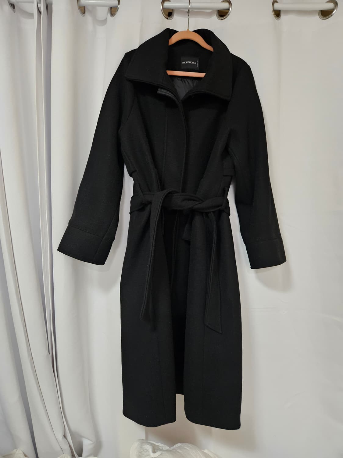 닉앤니콜 블랙 루즈핏 벨트코트 상품이미지8