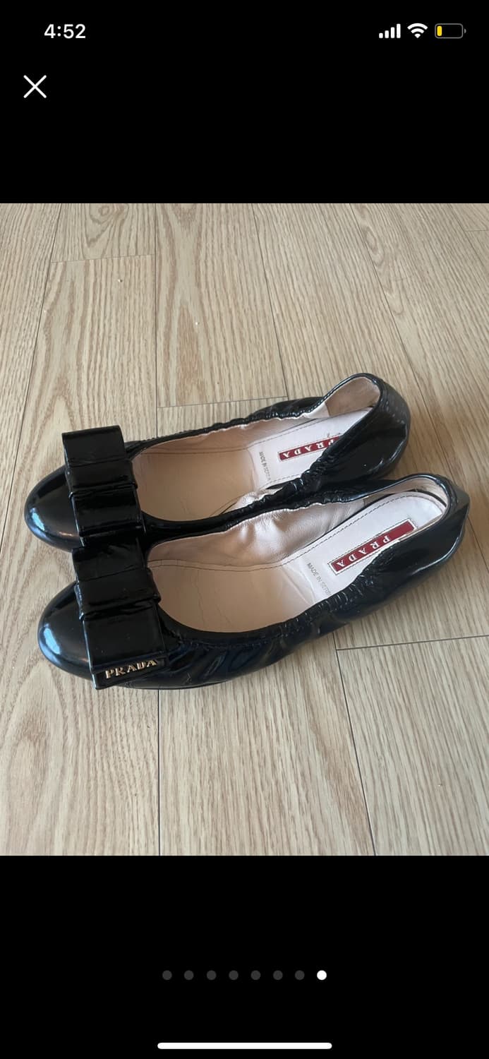 [정품] PRADA 프라다 블랙 레더 플랫슈즈 37 (235) 상품이미지8