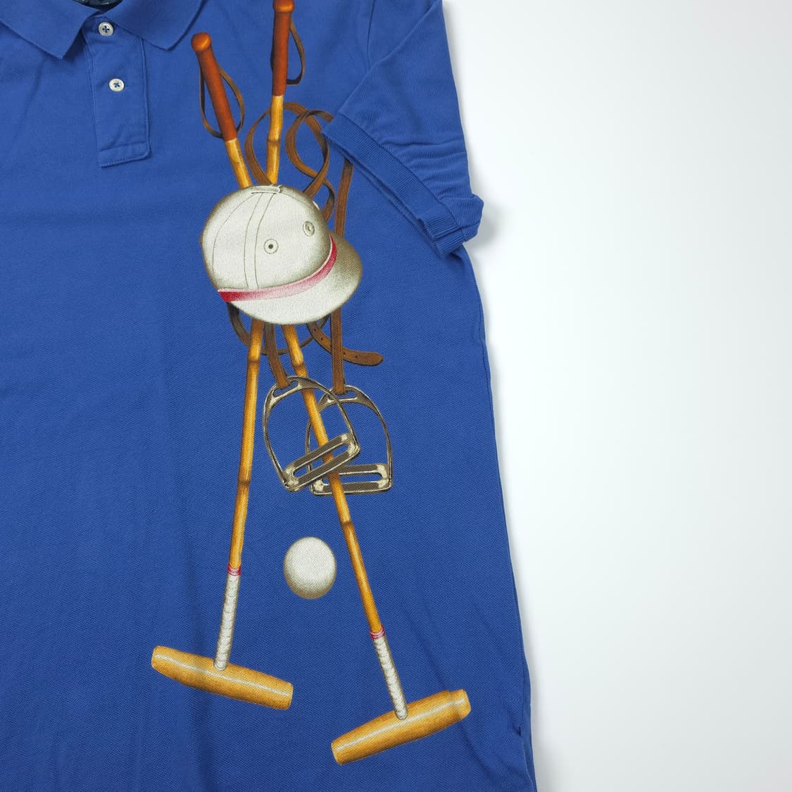 폴로 랄프로렌 골프프린팅 커스텀핏 코튼 반팔카라티 블루 (M) 상품이미지3