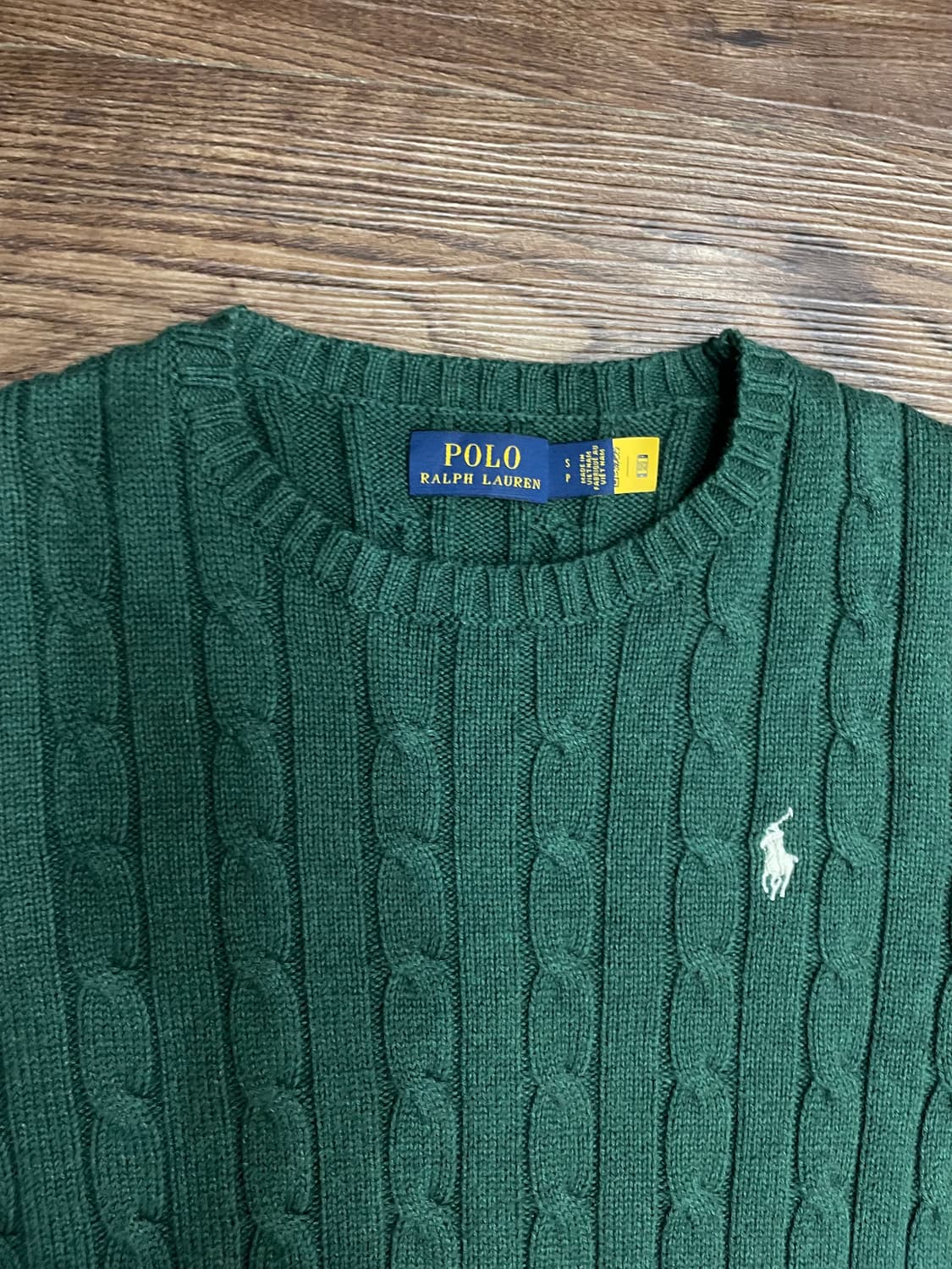 폴로 랄프로렌 케이블 니트 코튼 스웨터 그린 상품이미지1