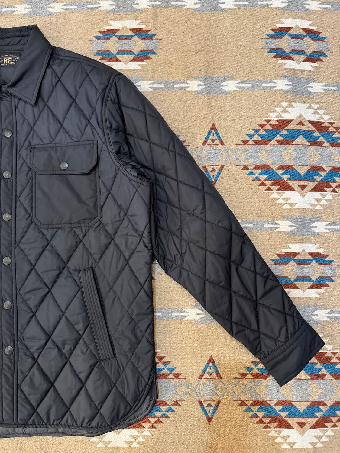 [M] RRL 더블알엘 퀼티드 셔츠 자켓 블랙  상품이미지4