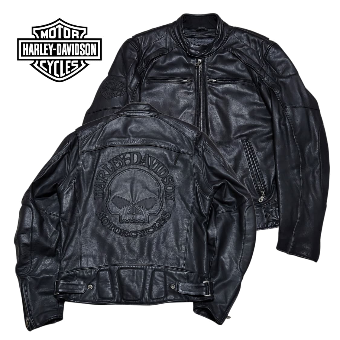 (m) 할리데이비슨 스컬 가죽자켓 할리데이비슨 라이더자켓 상품이미지1