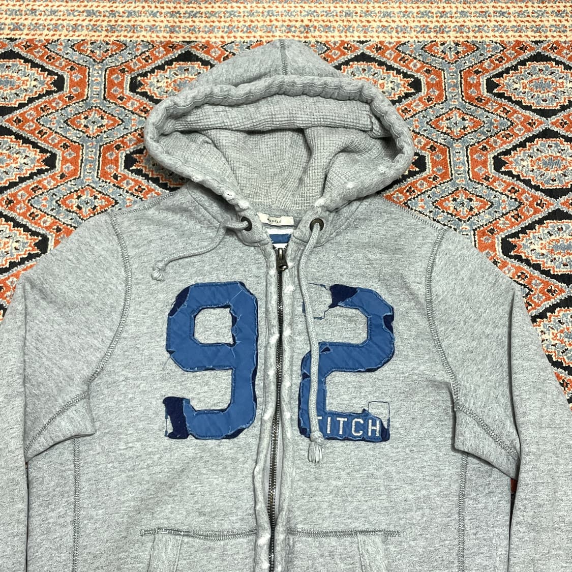 아베크롬비 92로고 그레이 기모 후드집업 남성L 상품이미지2