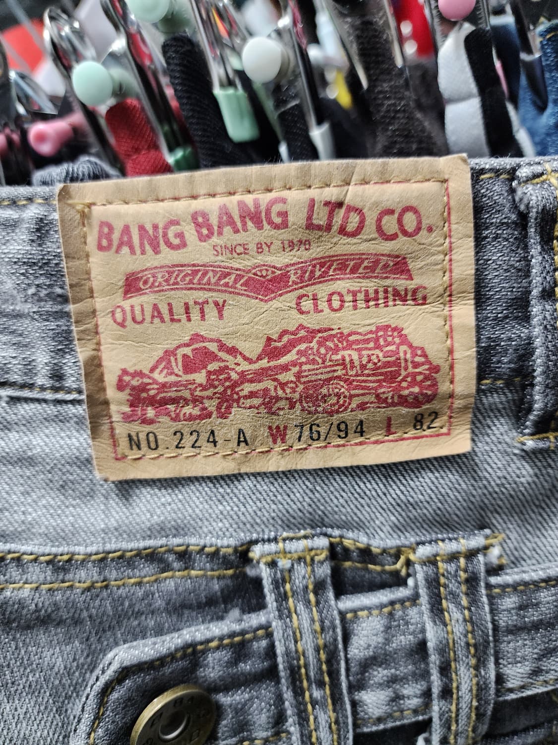 뱅뱅 y2k 와이드 카고바지 흑청 데님 상품이미지6