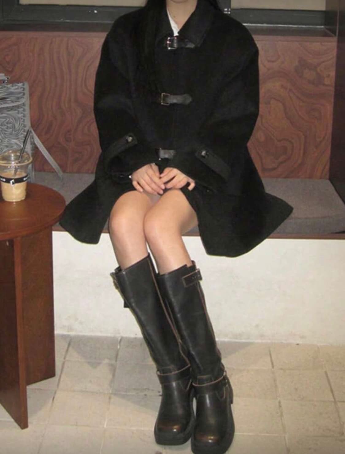 블랙 베이직 버클 코트 상품이미지4