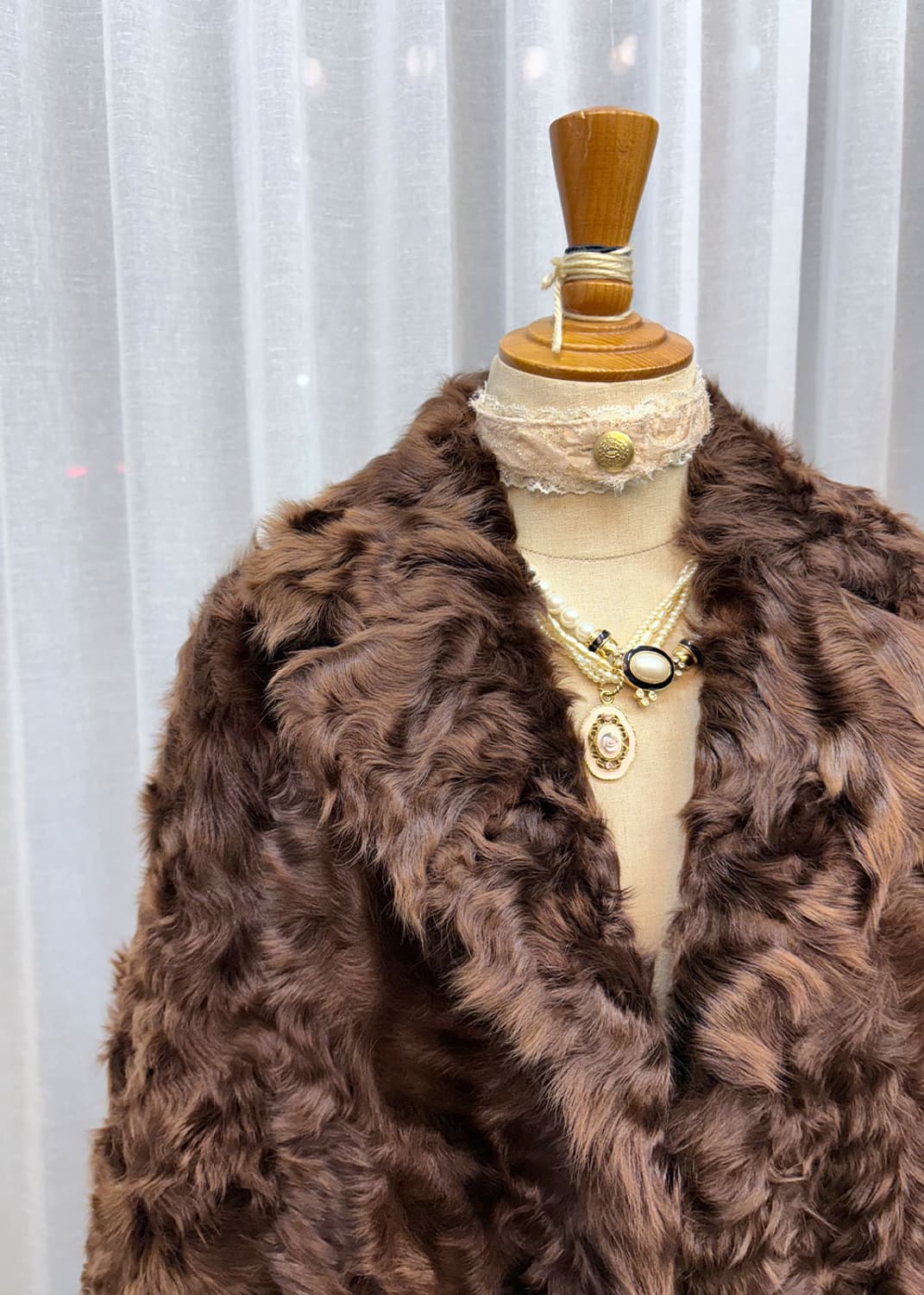 초코 롱 밍크퍼 코트 상품이미지5