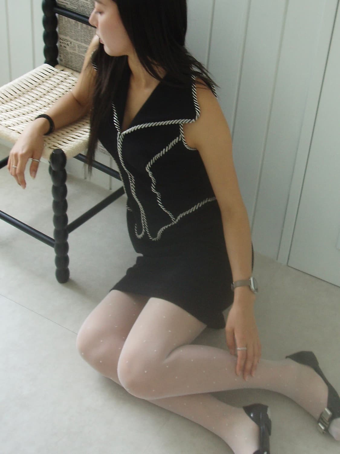 90’s Tadashi piping mini dress 상품이미지1
