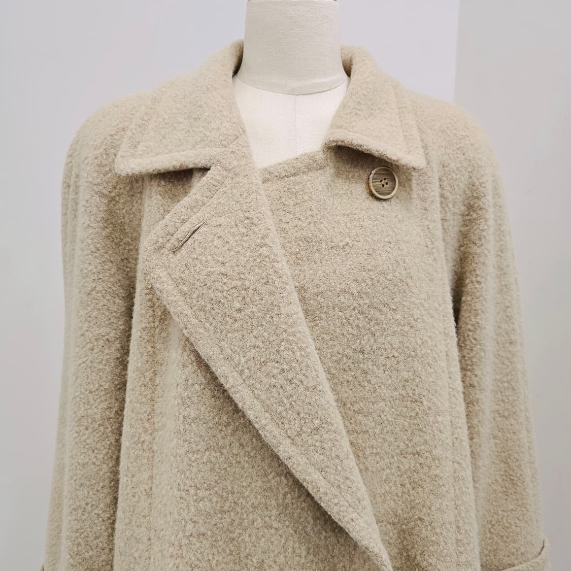 SANYO 울 블렌드 내추럴 베이지 하프코트 상품이미지5