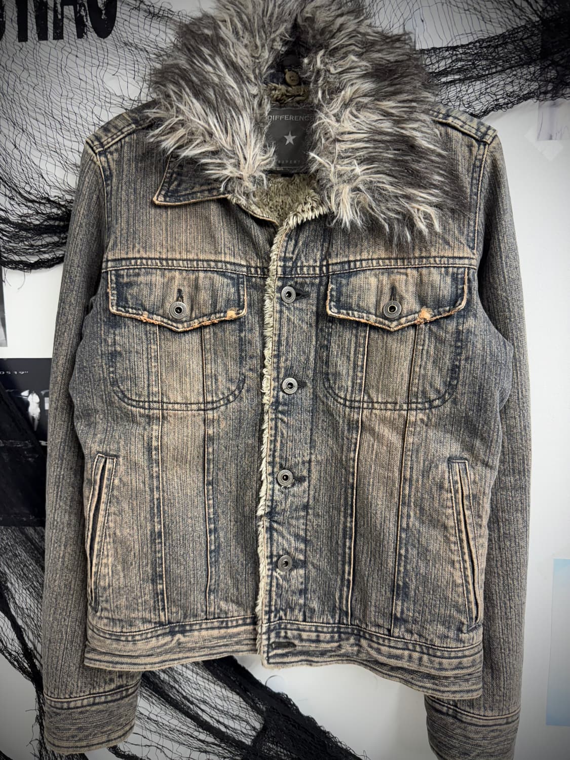 00s fur denim jacket 상품이미지2