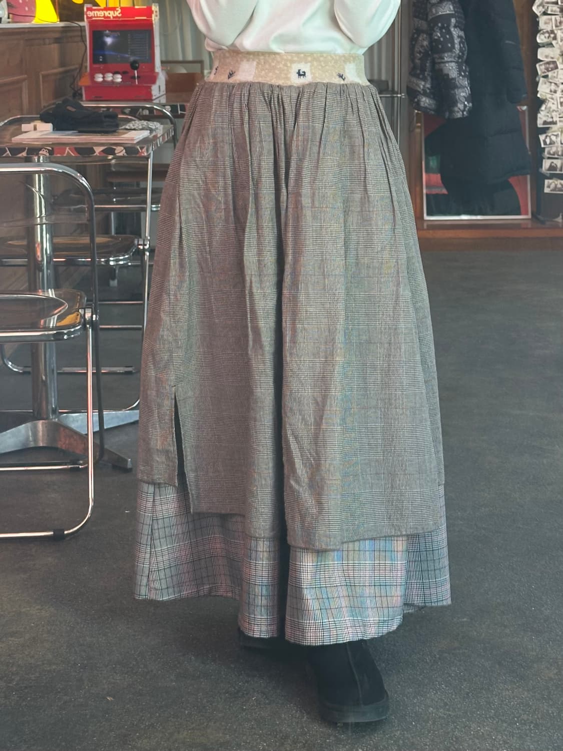 (착샷o) Kapital 캐피탈 체크 롱 큐롯 스커트바지 상품이미지2