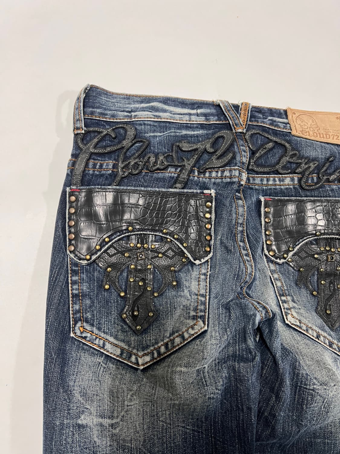 Japanese vintage 포켓가죽 포인트 y2k 워싱데님 상품이미지1