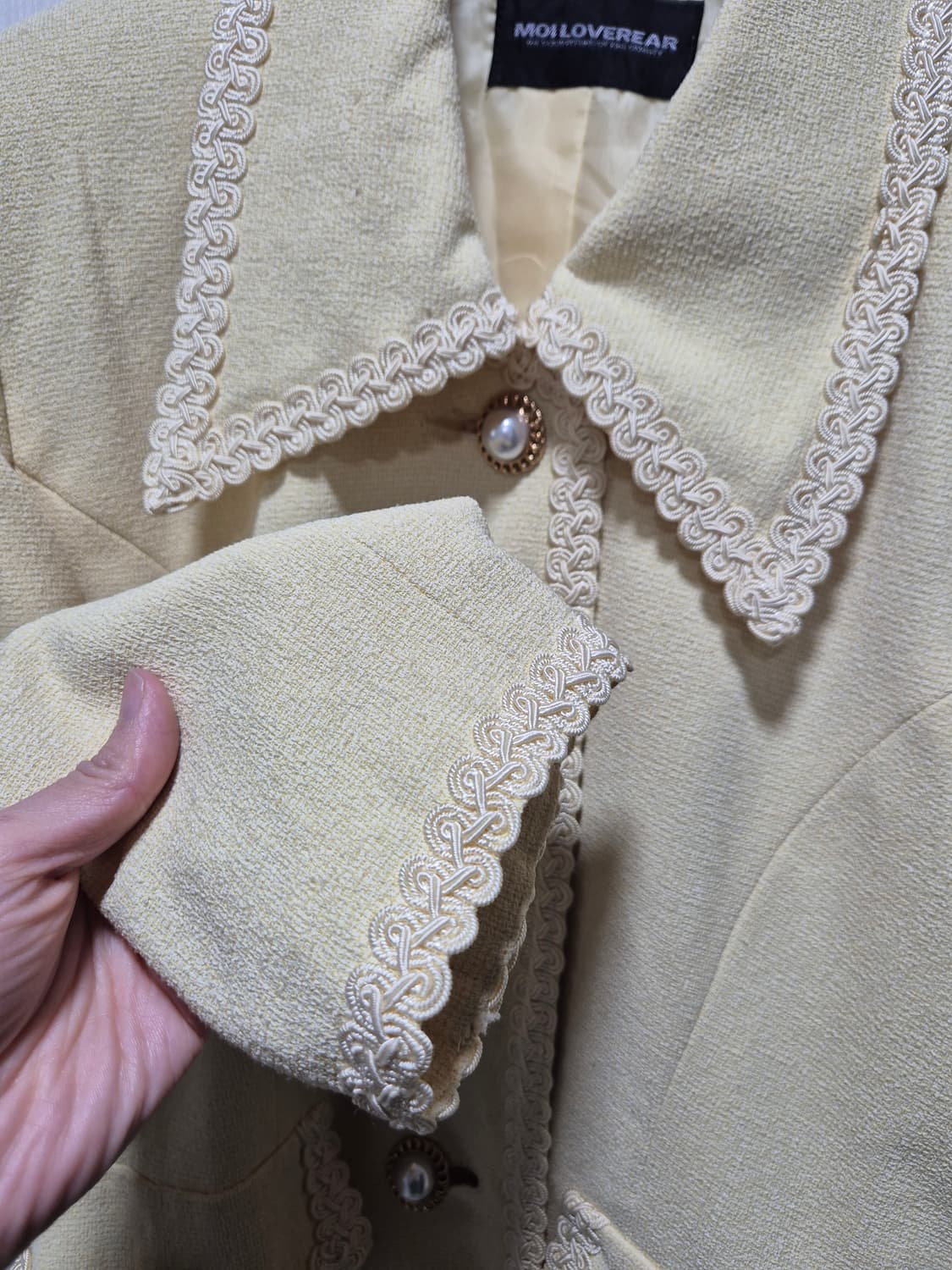 (세일)(새상품)MDILOVEWEAR 레이스 트위드 자켓 버터색 상품이미지6