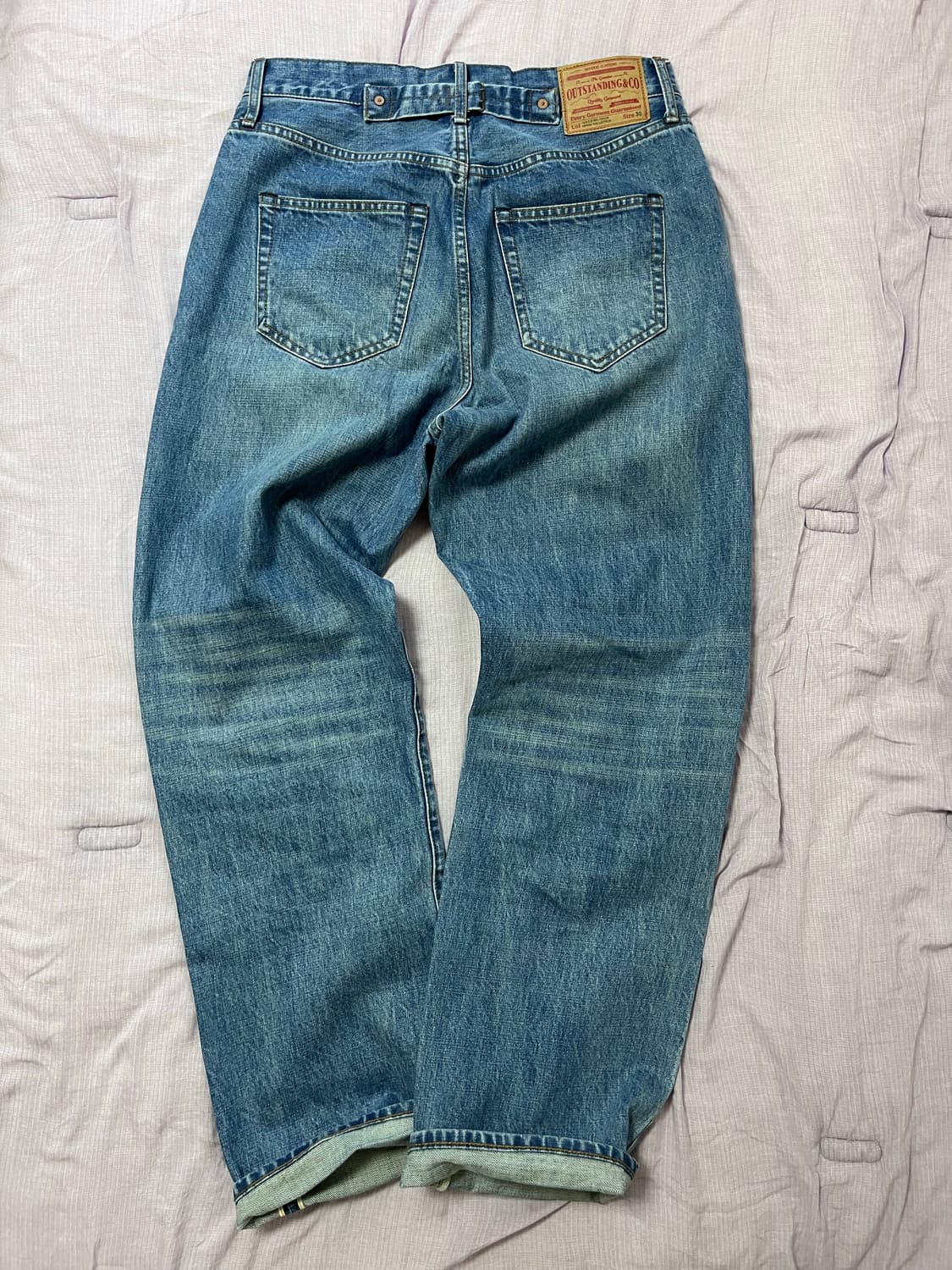 아웃스탠딩 30s 셀비지 데님 팬츠 라이트 블루 상품이미지4