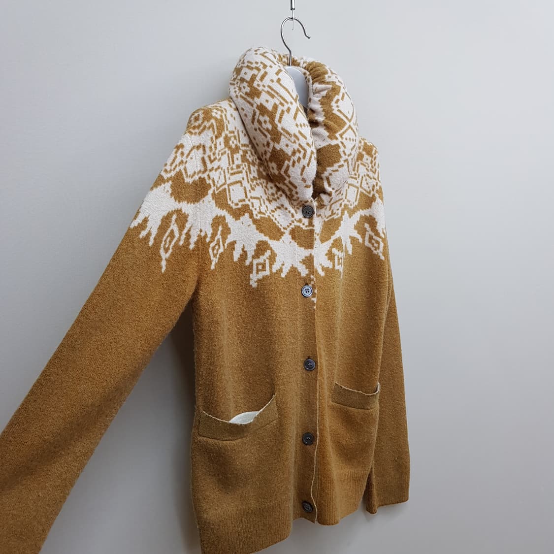 메르시보꾸 노르딕 패턴 롤넥 니트 가디건 1사이즈 상품이미지3