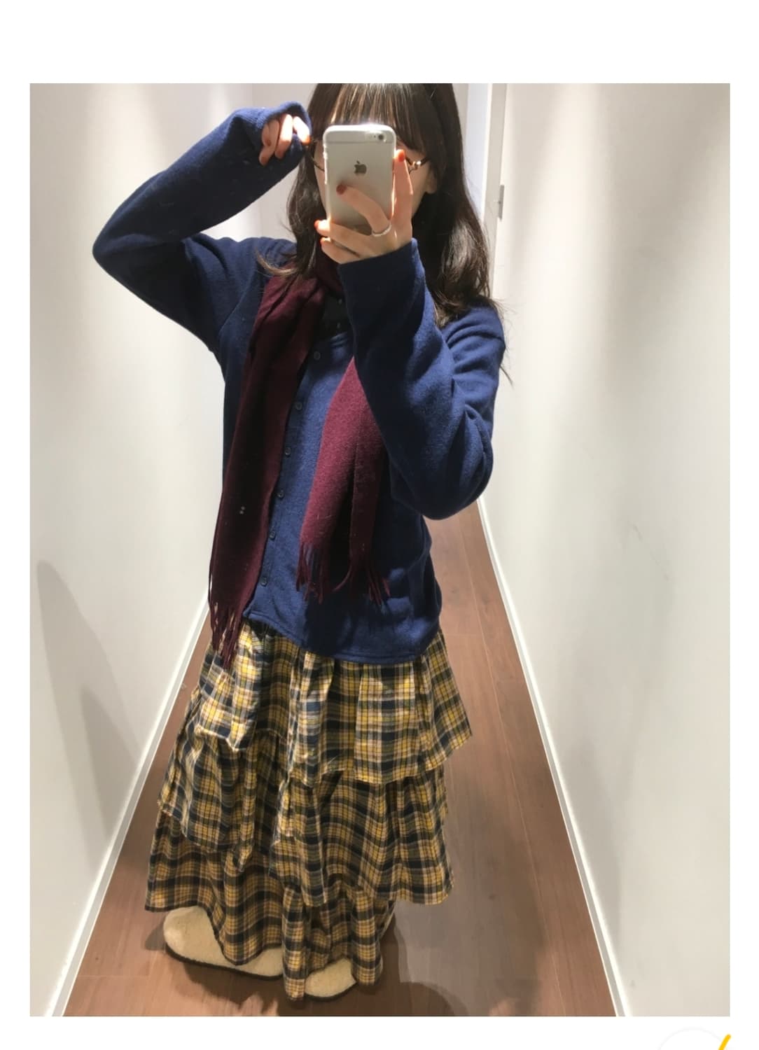 샵더기 피치 플레드 캉캉 스커트 ( 옐로우)  상품이미지1